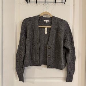 Madewell Sparkly Charcoal Cable Knit Cardigan